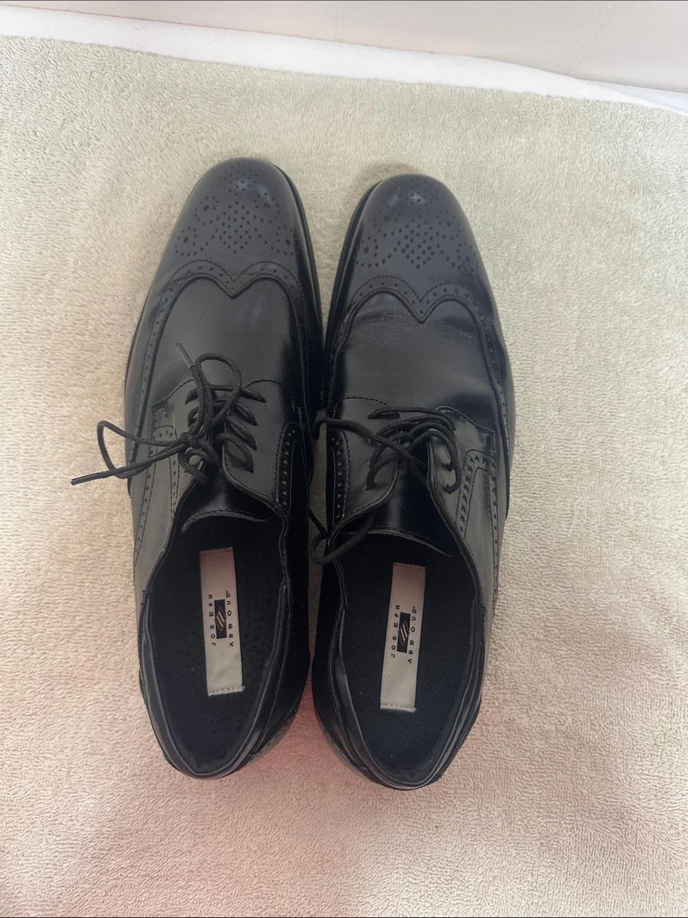 Joseph Abboud Black Leather Wingtip Oxfords